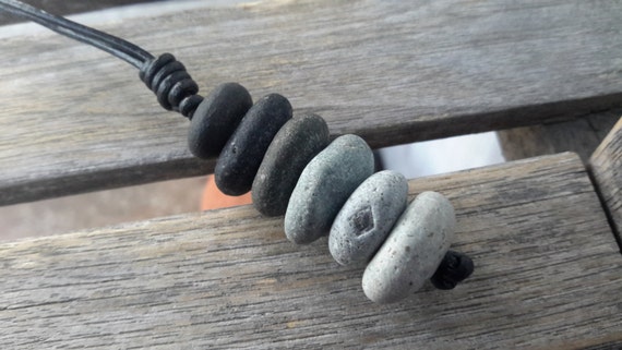 Cairn Necklace | Stacked Ombre Beach Pebble Y Necklace | Non Metal, Kid Safe Gift
