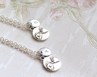 Best friend necklace set of 2, 3 Pinky Promise Necklace Friendship jewelry Personalized Bridesmaid jewelry BFF Best Friend gifts set 2, 3