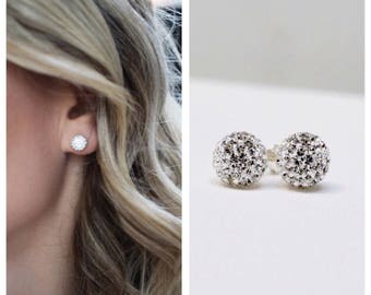 Stud earrings,Sterling silver stud earrings, small stud earrings Sterling silver crystal studs, crystal studs, Pave stud earrings, studs