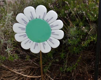 Fused Glass Teal Green Garden Stake Plant Stake Gardeners Gift New Homeowners Gift Housewarming Gift
