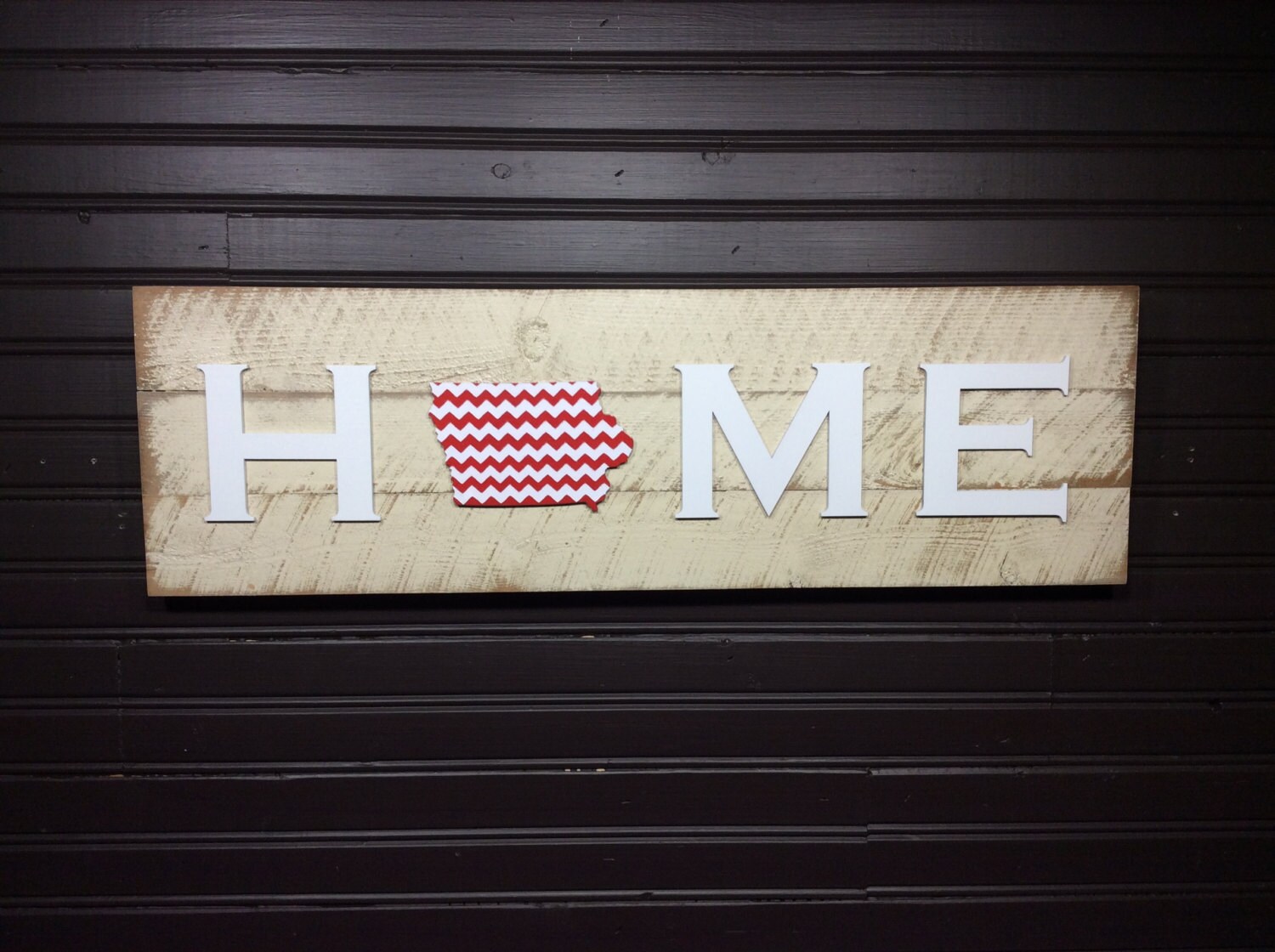 Iowa HOME plaque sign with Chevron CUSTOMIZABLE