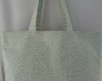 Beach BAG, Extra Large Tote, Pool BAG, Diaper BAG, Knitting Bag, Work Purse, Gym Bag, Shopping Bag, Green and White