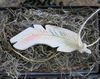 Woodland Ceramic Bird Feather Ornament Charm Porcelain White Home Decor Mother's Day Gift, Handmade Artisan Pottery by Licia Lucas Pfadt