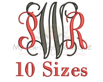 Large Vine Intertwined Machine Embroidery Font Alphabet - Machine Embroidery Fonts - BX Monogram Fonts - 10 Sizes - Instant Download