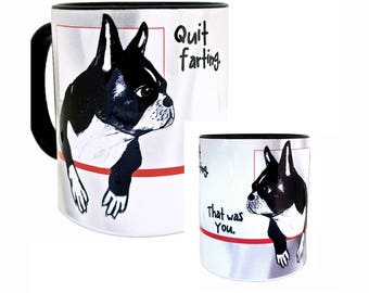 Farting Boston Terriers Black Mug by Pithitude