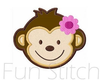 monkey girl applique machine embroidery design