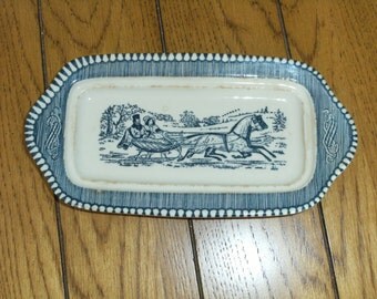 Vintage Blue Transfer Ware Butter Plate