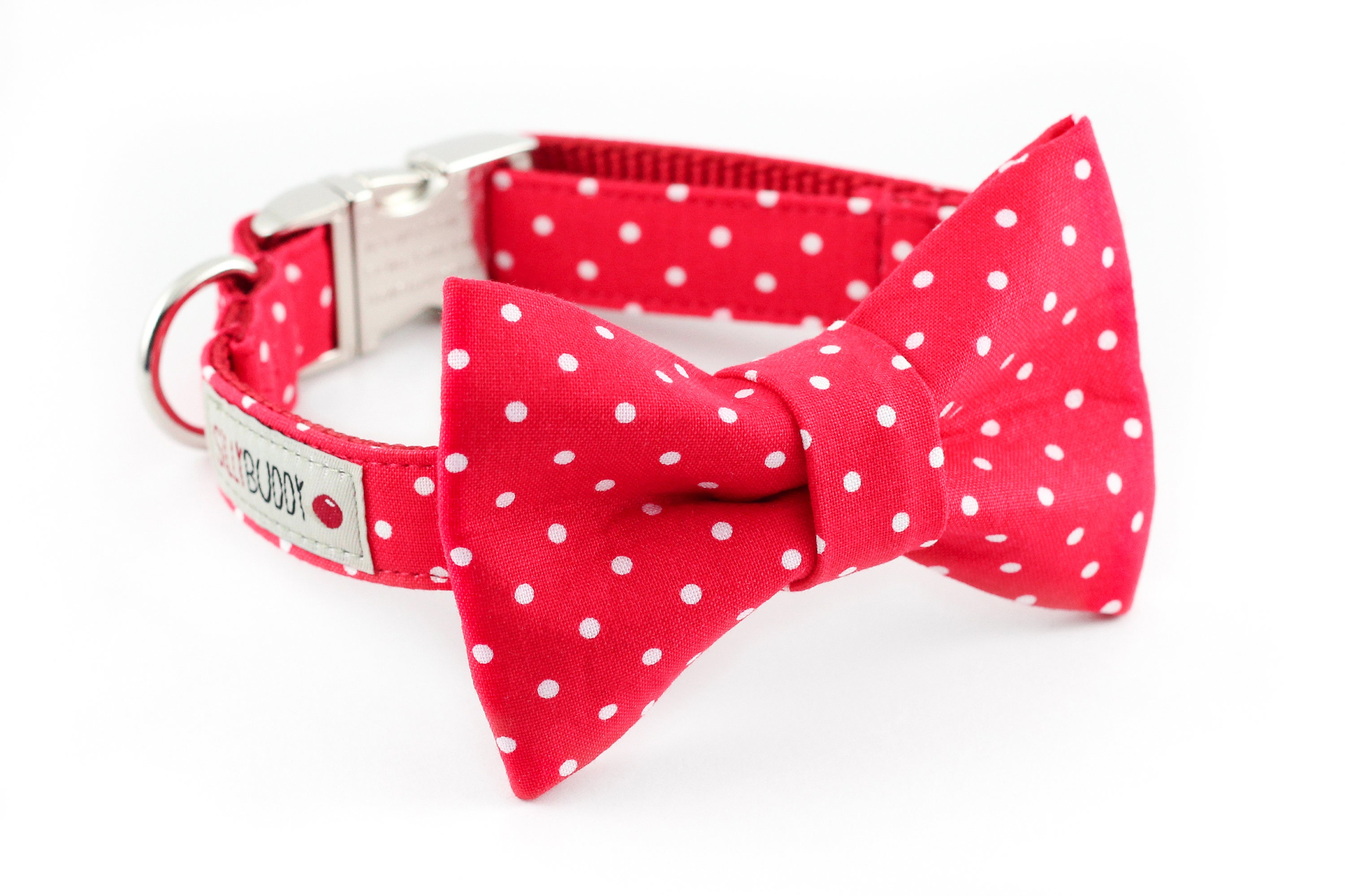 Red Dot Bowtie Dog Collar