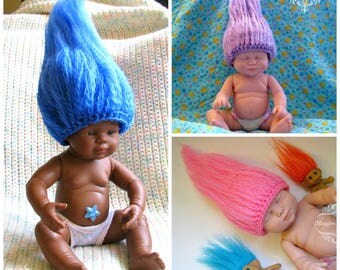 Wig Hair Beanie Prop, Hat prop, Photo prop, mythical creature, goblin, dwarf troll hair, baby hat, gnome beanie, baby costume hair