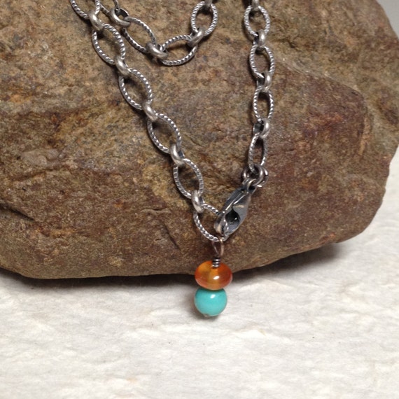 26 Inch Long Necklace Chain Finished with Turquoise and