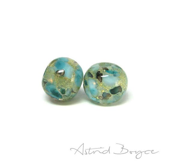 Ocean Mosaic artisan glass beads - One of a Kind art glass beads for beaded necklace or statement necklace - self-representing artist