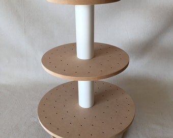 3 Tier Round Unfinished Custom Made Cake Pop Stand. Holds 106 Pops.