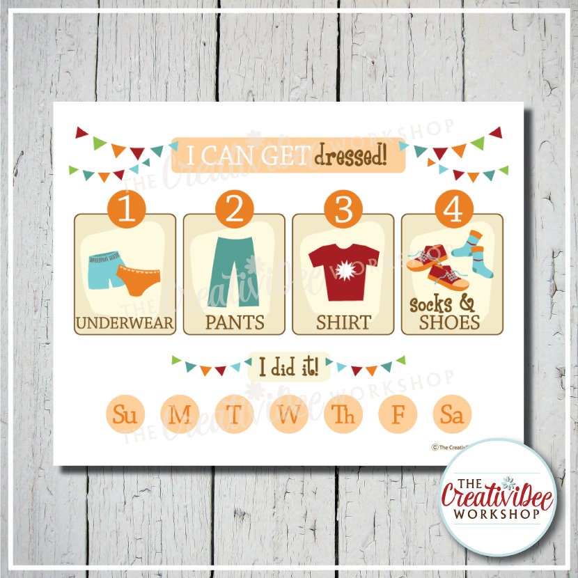 Getting Dressed Chart Steps to Get Dressed Children's