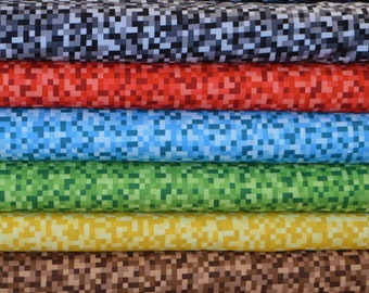 Michael Miller. Bitmap in Black, Red, Blue, Green, Yellow, and Brown - this is NOT a copyrighted, licensed Minecraft fabric