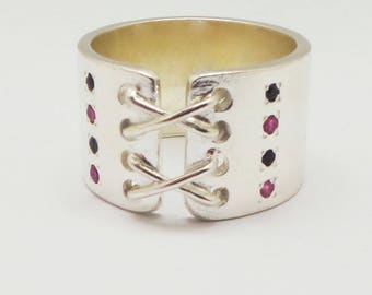 Silver Submissive Bdsm Corset Ring - Erotic Bondage Ring, Lingerie Jewelry, Gift for HotWife, Bdsm Bondage Jewelry, Wire