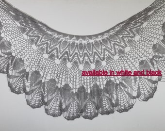Gray Shawl Gray Wraps Shawl Crocheted Lace Shawl lace knit shawl, knit shawl scarf Handknit Clothing crochet shawl