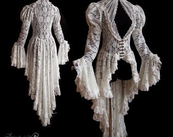 Waistcoat, Victorian inspired, ivory, off white, cardigan, Somnia Romantica, approx size small - medium, see item details for measurements
