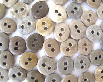 Rock Buttons Mediterranean Natural Stone Buttons Beach Stone Buttons Organic Knitting Sewing Buttons Findings EARTHY BABY BUTTONS 13-14 mm