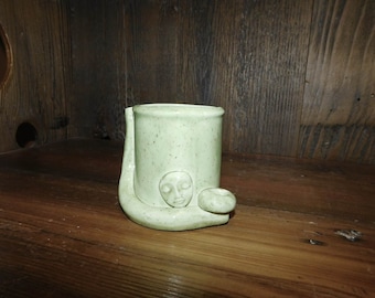 Wake and Bake Ceramic Pipe, Handmade ceramic tobacco pipe coffee mug