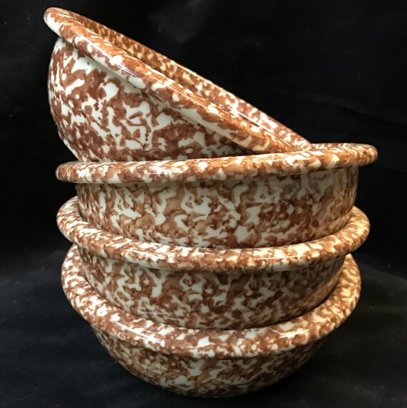 Henn Pottery BEAUTIFUL Hand sponged Bowls Set of 4
