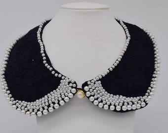 Handmade pearl lace peter pan collar