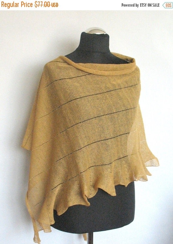 linen shawl cape clothing light mustard stripes by initasworks linen shawl cape clothing light mustard stripes by initasworks