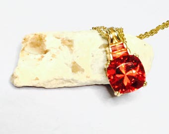 Ruby RED C Z Pendant, Gold Over Silver, Stamped .925, Clearance Sale, Item No. S143