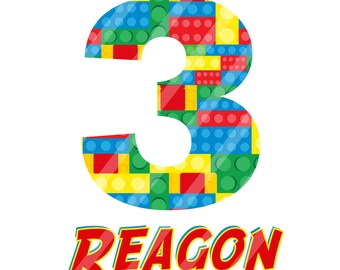 Block Birthday Number Personalized Digital Download for iron-ons, heat transfer, Scrapbooking, Cards, Tags, Invitations, DIY, YOU PRINT