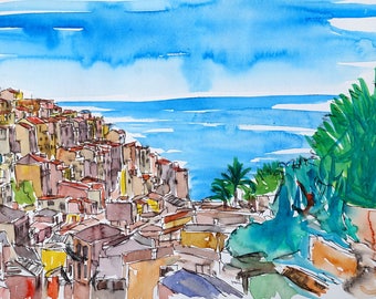 Vernazza Colorful Cinque Terre on Italian Riviera - Fine Art Print - Original Available