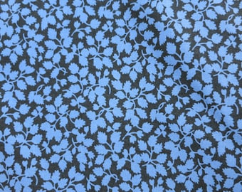 Vintage LIBERTY Of LONDON Tana Lawn Cotton Fabric 'Glenjade' Blue/Black 35 in wide