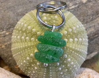 Sea glass jewelry- green sea glass keychain