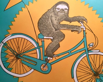 sloth riding a bike