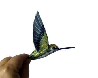 Hummingbird Art Paper mache Sculpture Figurine Colibri