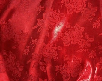 Brocade Jacquard Satin Red 60 Inch Fabric by the Yard - 1 yard