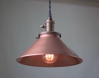 Copper Pendant Light - Metal Shade - Hanging Light - Industrial Pendant - Farmhouse Light