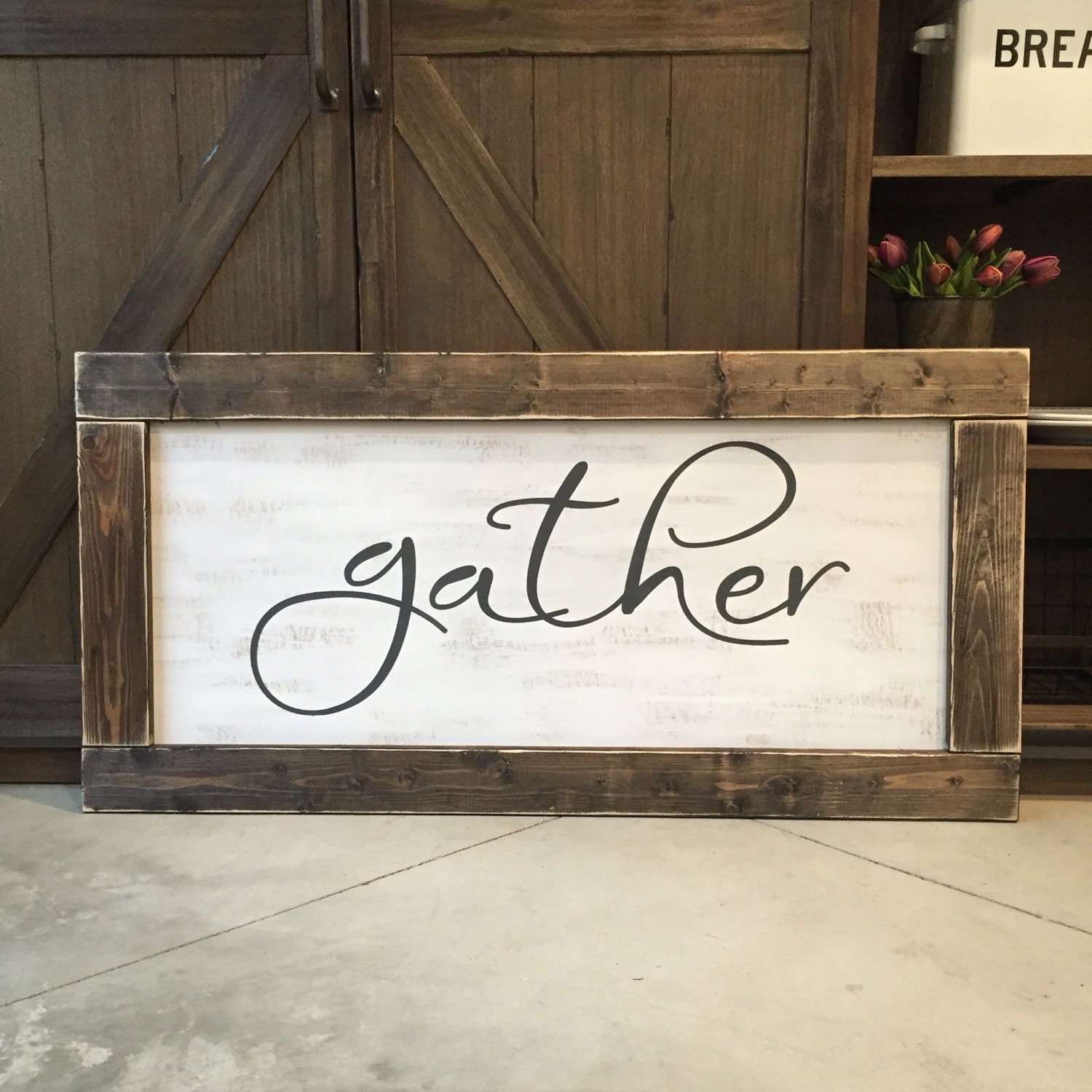 Large gather sign xlarge gather sign rustic by RusticSoulDESIGNS