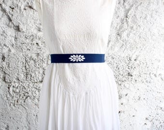 Dress belt, Blue wedding belt, Elastic belt, Blue dress belt, Wide waist belt, Woman waist belt, blue and white belt, Stretch belt