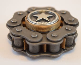 MINI BadBiker Fidget Spinner Hand Spinner - Small Bad Biker Fidget Toy - Motorcycle Chain and Sprocket - Biker - Gear - Cog - EDC