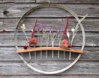 Wine Barrel Ring & Stave Wall Hanging, Wine Barrel Decor, Wedding Display, Wine Barrel Stave, Wine Barrel Ring, Test Tube Flower Holder