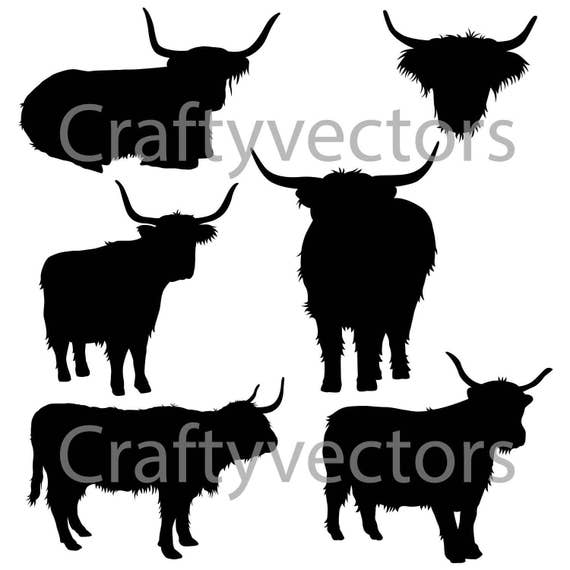 Download Highland Cow Silhouettes Vector File SVG