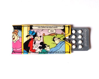 Birth control cozy MICKEY MOUSE S small comic upcycling! PauwPauw pill case vintage comic recycling Mickey sleeve handmade in Berlin