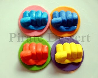 Women's March Cupcakes- Edible "UNITY FISTS" Cupcake toppers- Equality Protest fists- Victory Party Cupcakes (Assorted Colors) (6 pieces)