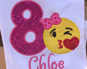 Emoji shirt, emoji birthday shirt, birthday shirt, kiss face emoji, emoji, personalized birthday shirt, birthday, personalized emoji
