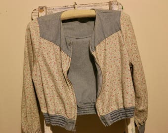 Vintage Denim Reversible Bomber Jacket