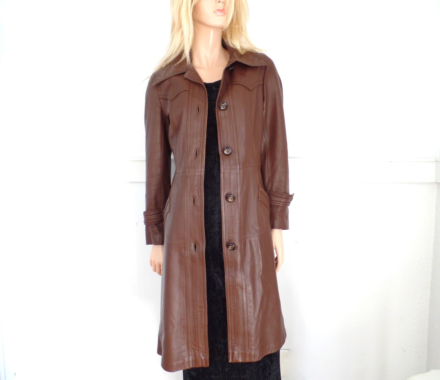1970s Women's Brown Leather CoatChocolate Brown Soft
