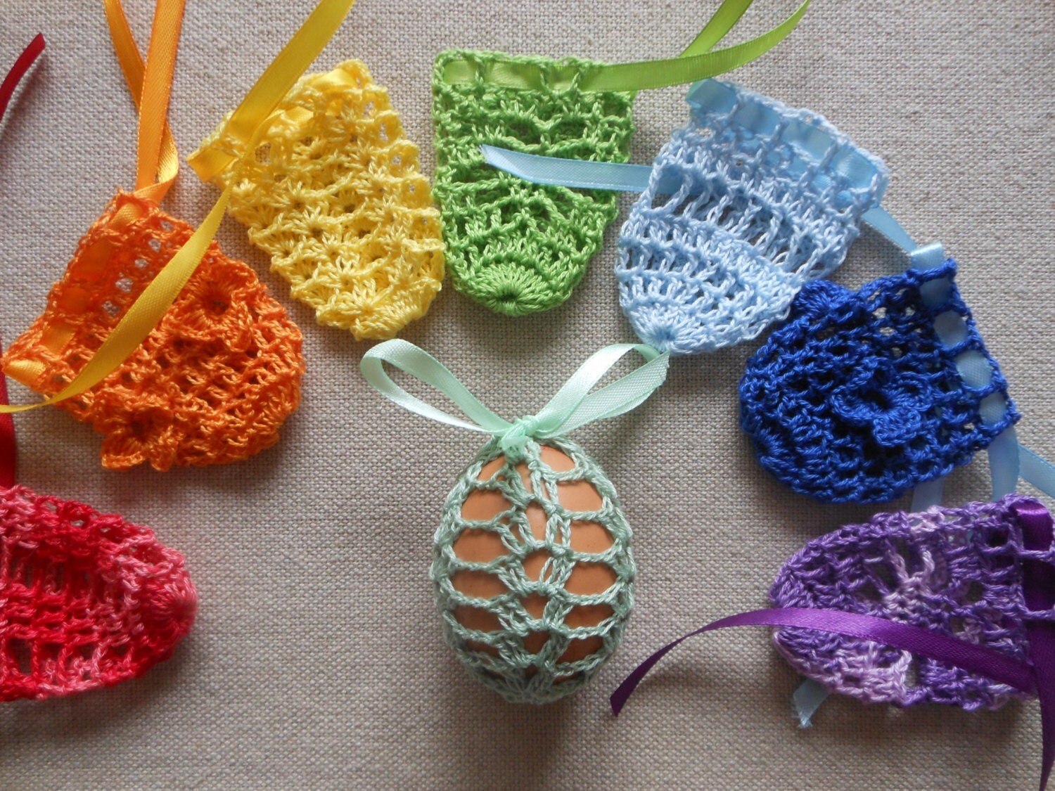 Crochet Easter Egg Cover Set of 8 Hand Crocheted Easter Eggs