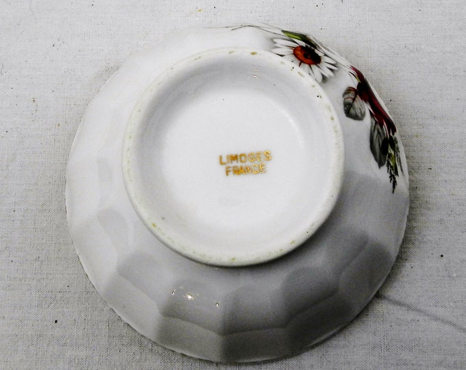 Vintage 1950s French White Bone China Limoges with Gold Gilt and Rose Bud Pattern Cafe au Lait Bowl, Coffee Bowl, Country, Shabby, Chic