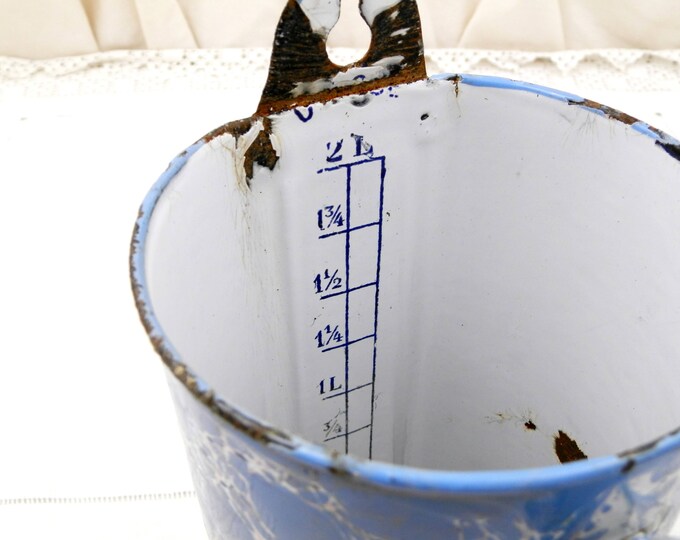 Antique Rare Enamel Blue Marbled Speckled White 2 Liter French Irrigator, Enamelware Washing Hanging Pot and Spout, French Country Decor Antique Rare Enamel Blue Marbled Speckled White 2 Liter French Irrigator, Enamelware Washing Hanging Pot and Spout, French Country Decor