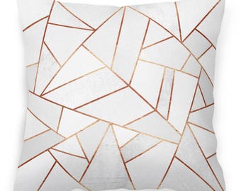 White cushion cover / stylish, modern throw pillow case for sofa / home / bedroom - 18'' (45cm) White Stone and Copper
