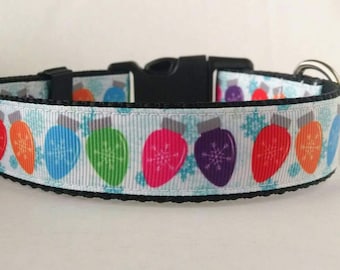 Christmas Dog Collar - Adjustable Dog Collar - Christmas Lights Dog Collar